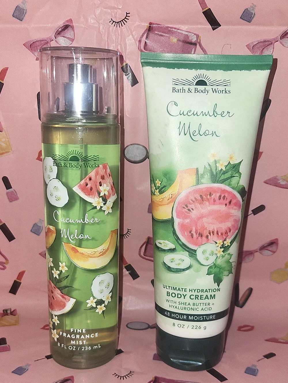 Bath & Body Works 2 Pc. Cucumber Melon Set Mist & Body Cream NEW Full Size